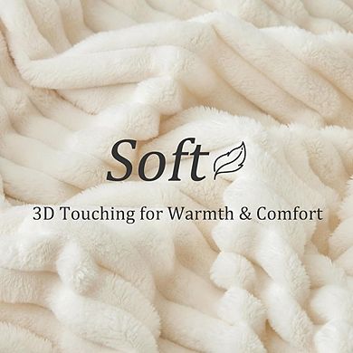 Striped Fleece Throw Blanket Soft Warm Lightweight Microfiber 300GSM