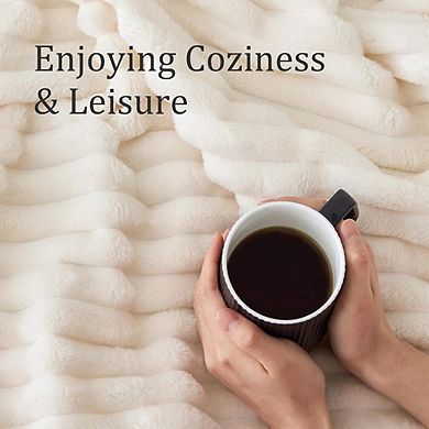 Striped Fleece Throw Blanket Soft Warm Lightweight Microfiber 300GSM