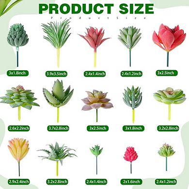 Christmas Mini Artificial Succulents, Faux Assorted Picks for DIY Craft Decor
