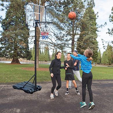 Adjustable Height Portable Basketball Hoop System with Rebound Backboard for Youth 5.4ft - 7ft Blue