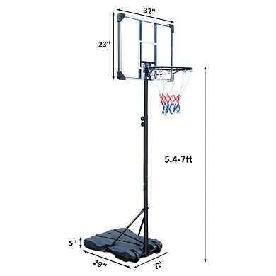 Adjustable Height Portable Basketball Hoop System with Rebound Backboard for Youth 5.4ft - 7ft Blue
