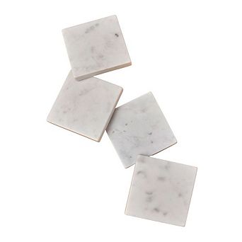 White Marble Square Coasters - Set of 4