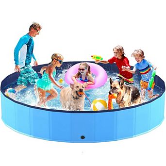 Foldable Dog Pool, Collapsible Hard Plastic Dog Kiddie Swimming Pool, Portable Pet Bath Tub