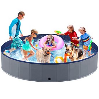 Foldable Dog Pool, Collapsible Hard Plastic Dog Kiddie Swimming Pool, Portable Pet Bath Tub