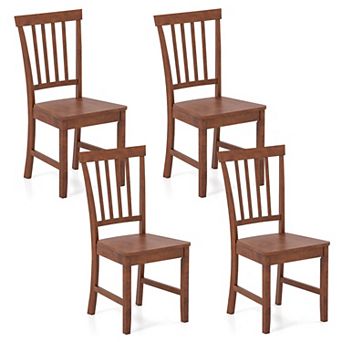 Costway Dining Chair Kitchen Spindle Back Side Chair with Solid Wooden Leg