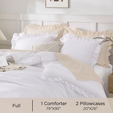 Ruffle Down Alternative Comforter Set, Soft Lightweight Fluffy All-Season Bedding
