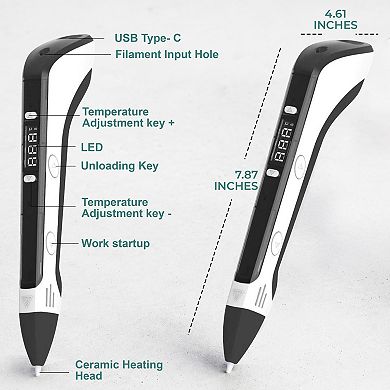 3D Printing Pen Kit, 3D Printer Pen with Auto Sleep, Adjustable Temperature, 3 PLA Filament & Holder