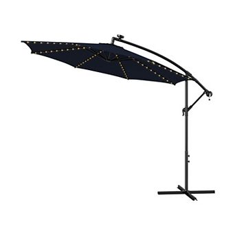 Costway 10FT Patio Solar-Lighted 112 LED Cantilever Offset Umbrella Crank Tilt Outdoor
