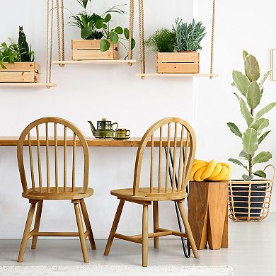 Costway Vintage Windsor Dining Side Chair Wood Spindleback Kitchen Room