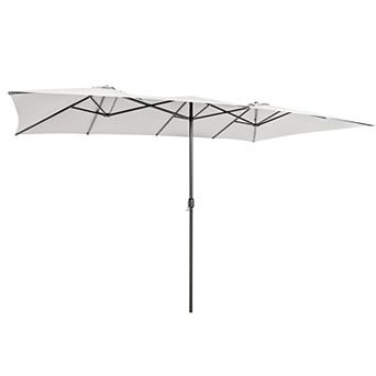 Costway 15FT Double-Sided Patio Market Umbrella Large Crank Handle Vented Outdoor Twin