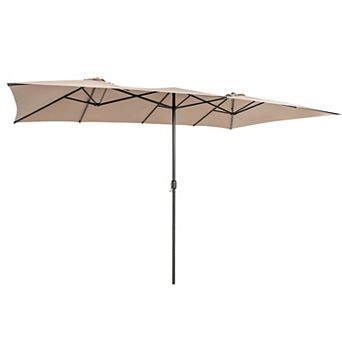 Costway 15FT Double-Sided Patio Market Umbrella Large Crank Handle Vented Outdoor Twin