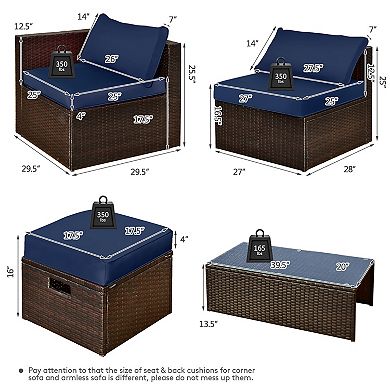 Costway 8PCS Patio Rattan Furniture Set Space-Saving Storage Cushion