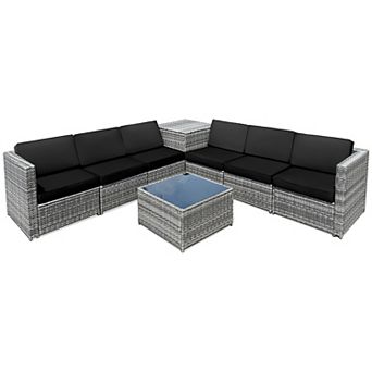 Costway 8 pc Wicker Sofa Rattan Furniture Set Patio Furniture w/ Storage Table