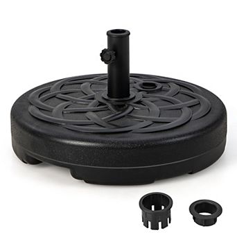 Costway 22'' Patio Fillable Round Umbrella Base Stand Water/Sand Fit Pole 1.5'' & 1.9''
