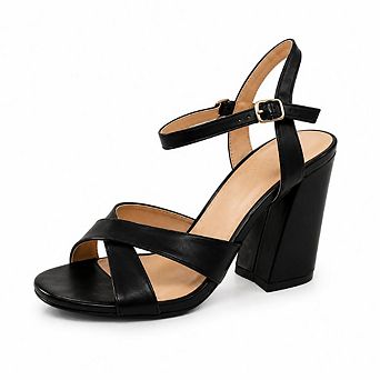 Rosy-1 Crisscross Ankle Strap Block Heel Dress Sandals for Women