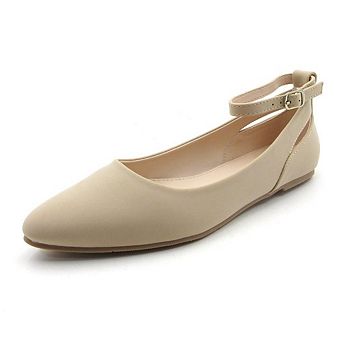 Emely-1 Pointed Toe Ankle Strap Ballet Flats for Women