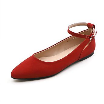 Emely-1 Pointed Toe Ankle Strap Ballet Flats for Women