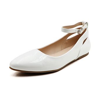 Emely-1 Pointed Toe Ankle Strap Ballet Flats for Women