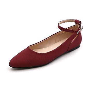 Emely-1 Pointed Toe Ankle Strap Ballet Flats for Women