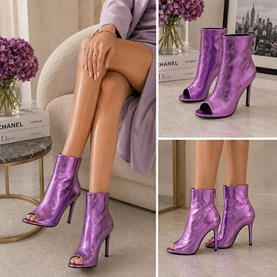 Charlie-212 Peep Toe Stiletto Heel Ankle Booties