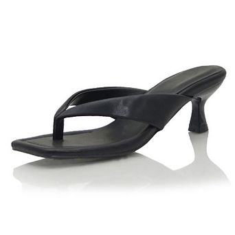 AD-Affenpinscher2 Square Toe Kitten Heel Thong Slide Sandals