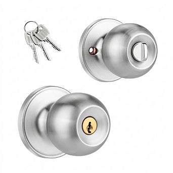 Classic Spherical Door Knob Lock - Heavy Duty Mechanical Round Knob for Bedroom, Bathroom, Office