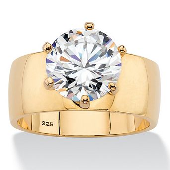 4.0 ct w. Gold-Plated Sterling Silver Cubic Zirconia Solitaire Ring