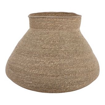 Sculptural Woven Vase with Wide Opening for Flowers - Casual Vase - 18", Brown & Tan