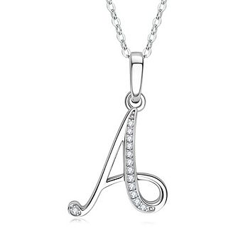 Women Letter pendant Necklace A to Z with Cubic Zirconia
