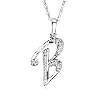 Women Letter pendant Necklace A to Z with Cubic Zirconia