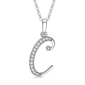 Women Letter pendant Necklace A to Z with Cubic Zirconia