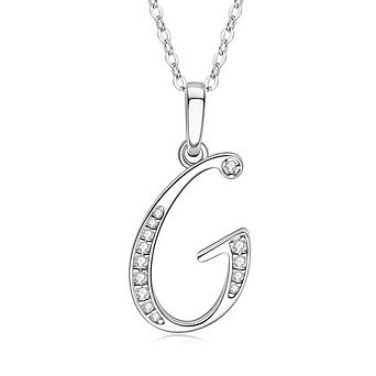 Women Letter pendant Necklace A to Z with Cubic Zirconia