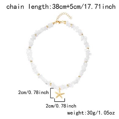 Women Summer Ocean Starfish Charm Pendant Beach Necklace