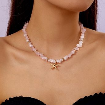 Women Summer Ocean Starfish Charm Pendant Beach Necklace