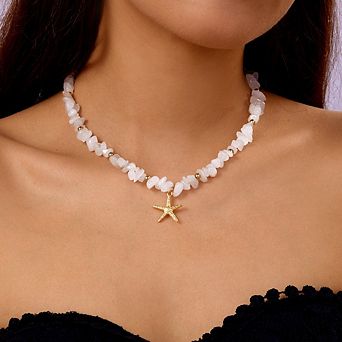 Women Summer Ocean Starfish Charm Pendant Beach Necklace