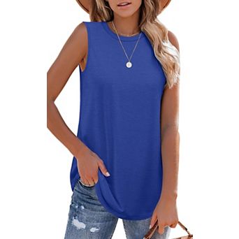 Women's Loose Fit Sleeveless Tunic Tank Tops Casual Summer Blouses