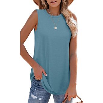 Women's Loose Fit Sleeveless Tunic Tank Tops Casual Summer Blouses