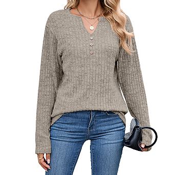 Womens Long Sleeve Shirts V Neck Dressy Casual Tunic Tops