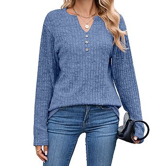 Womens Long Sleeve Shirts V Neck Dressy Casual Tunic Tops