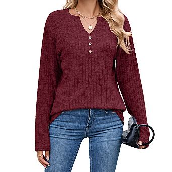 Womens Long Sleeve Shirts V Neck Dressy Casual Tunic Tops
