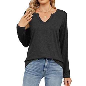 Womens Tops Long Sleeve V Neck Shirts Cute Dressy Casual Business Work Blouse