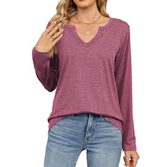 Womens Tops Long Sleeve V Neck Shirts Cute Dressy Casual Business Work Blouse