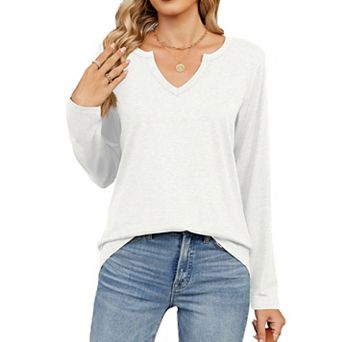 Womens Tops Long Sleeve V Neck Shirts Cute Dressy Casual Business Work Blouse