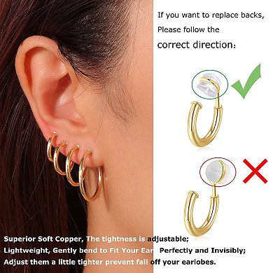 KSIZUISClip On Hoop Earrings For Women Non Pierced Comfortable Secure Multiple Sizes Brass