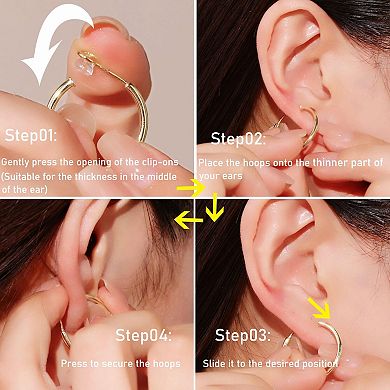 KSIZUISClip On Hoop Earrings For Women Non Pierced Comfortable Secure Multiple Sizes Brass