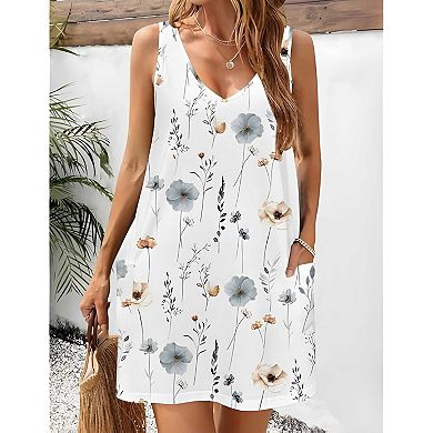 V Neck Sleeveless Mini Dress
