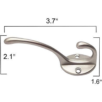 10 Pack Dual Coat Hooks Wall Mounted with 40 Screws , Scarf, Bag, Towel, Key, Cap, Cup, Hat