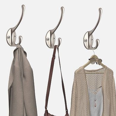 10 Pack Dual Coat Hooks Wall Mounted with 40 Screws , Scarf, Bag, Towel, Key, Cap, Cup, Hat