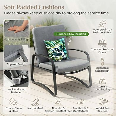 3 Piece Compact Patio Bistro Set with Waterproof DPC Tabletop & Soft Seat Cushions