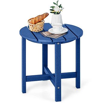 Navy 18 Inch Round Weather-Resistant Adirondack Patio Side Table